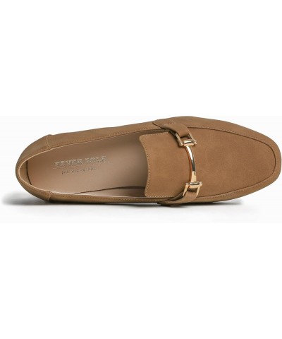 Women's Fashion Trim Deco Loafer Slippers Bar Trim Camel Nubuck Vegan Leather $17.94 Loafers & Slip-Ons