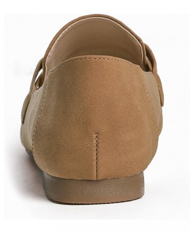 Women's Fashion Trim Deco Loafer Slippers Bar Trim Camel Nubuck Vegan Leather $17.94 Loafers & Slip-Ons