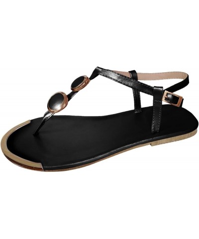 Black Flats For Women Comfort Women'S Flip Flops Black Dress Flats For Women sandals Women Dressy sandals For Women Th A-blac...