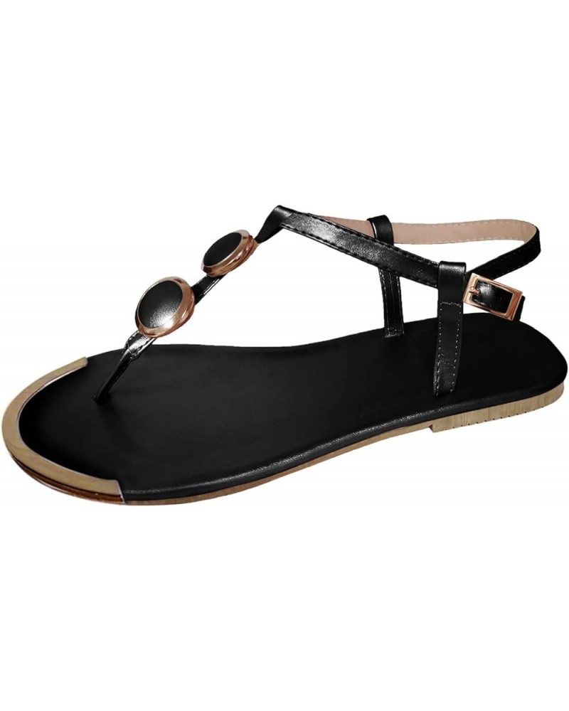 Black Flats For Women Comfort Women'S Flip Flops Black Dress Flats For Women sandals Women Dressy sandals For Women Th A-blac...