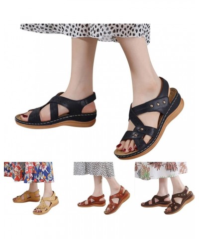 Women Sandals Fashion Summer New Pattern Solid Color Roman Sandals Comfortable Wedge Soft Sole Non Slip Light Shoes Summer We...