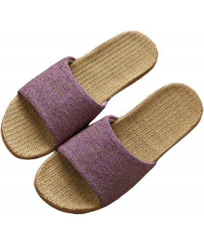 Women's Slides Flax Non Slip Open Toe Shoes Casual Woven Sandals Summer Breathable Beach Sandal Colored 2 $11.66 Sandals