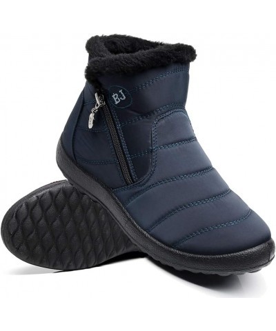 Women Men Lightweight Snow Boots Winter Anti-Slip Ankle Booties Waterproof Slip On Warm Fur Lined Sneaker Zipper Blue $14.85 ...