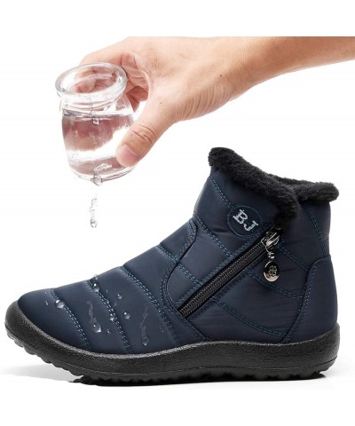 Women Men Lightweight Snow Boots Winter Anti-Slip Ankle Booties Waterproof Slip On Warm Fur Lined Sneaker Zipper Blue $14.85 ...