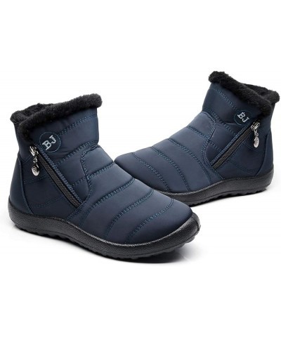 Women Men Lightweight Snow Boots Winter Anti-Slip Ankle Booties Waterproof Slip On Warm Fur Lined Sneaker Zipper Blue $14.85 ...