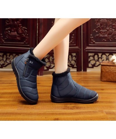 Women Men Lightweight Snow Boots Winter Anti-Slip Ankle Booties Waterproof Slip On Warm Fur Lined Sneaker Zipper Blue $14.85 ...