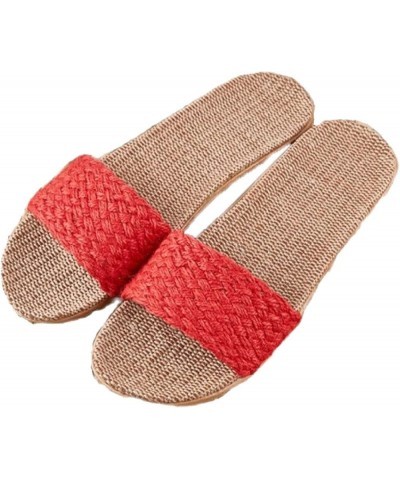 Women's Slides Flax Non Slip Open Toe Shoes Casual Woven Sandals Summer Breathable Beach Sandal Colored 2 $11.66 Sandals