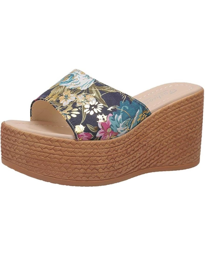 Zapatos de cuña mujer Plataforma de verano sólido Floral Cuña Sandalia Zapato Fiesta Hogar Ocio Sandalias Viaje D-499 Green $...