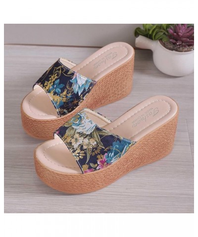 Zapatos de cuña mujer Plataforma de verano sólido Floral Cuña Sandalia Zapato Fiesta Hogar Ocio Sandalias Viaje D-499 Green $...