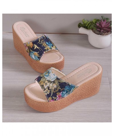 Zapatos de cuña mujer Plataforma de verano sólido Floral Cuña Sandalia Zapato Fiesta Hogar Ocio Sandalias Viaje D-499 Green $...