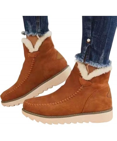 Womens Snow Boots Waterproof Wide Size 7 White Snow Boots Women Winter Brown Fur Boots for Women Waterproof Boots for Winter ...