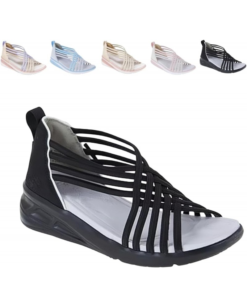 Heccie Orthopedic Sandals for Women,Damping Sole Upgradation Stretch Lightweight Sandals,Casual Fishmouth Wedge Shoes Black $...