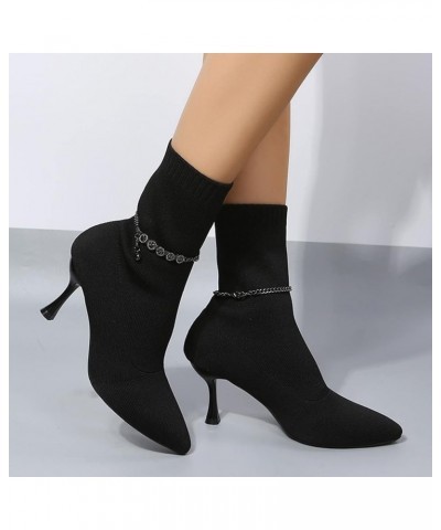 Womens Western Boots Ankle Booties Low Heel Mid Calf Casual Boots Tall Winter Snow Boots Black-3 $23.91 Outdoor Shoes