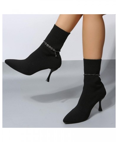 Womens Western Boots Ankle Booties Low Heel Mid Calf Casual Boots Tall Winter Snow Boots Black-3 $23.91 Outdoor Shoes