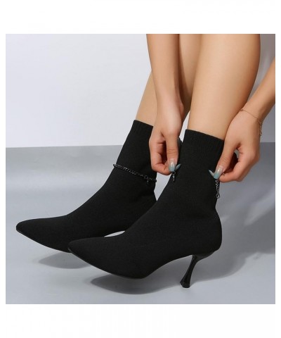 Womens Western Boots Ankle Booties Low Heel Mid Calf Casual Boots Tall Winter Snow Boots Black-3 $23.91 Outdoor Shoes