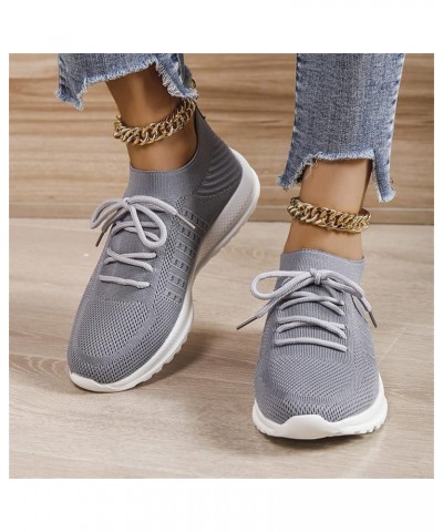 Women's Flat Sneaker Breathable Elastic Sneakers for Women Lace Up Casual Sports Comfortable Lightweight Slip On Outdoor Spor...