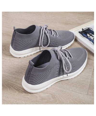 Women's Flat Sneaker Breathable Elastic Sneakers for Women Lace Up Casual Sports Comfortable Lightweight Slip On Outdoor Spor...