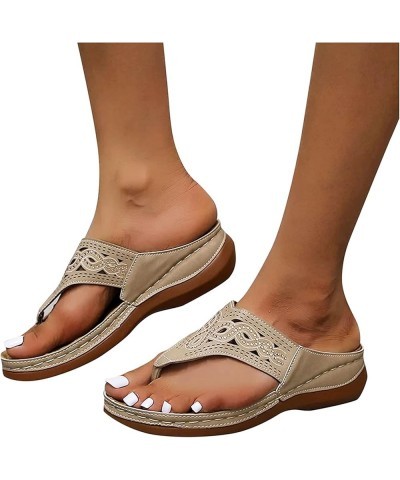 Women's Toe Separator Flip Flops Summer Women Orthopaedic Sandals,2023 Wedge Platform Leather Sandals with Arch Support Summe...