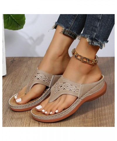 Women's Toe Separator Flip Flops Summer Women Orthopaedic Sandals,2023 Wedge Platform Leather Sandals with Arch Support Summe...