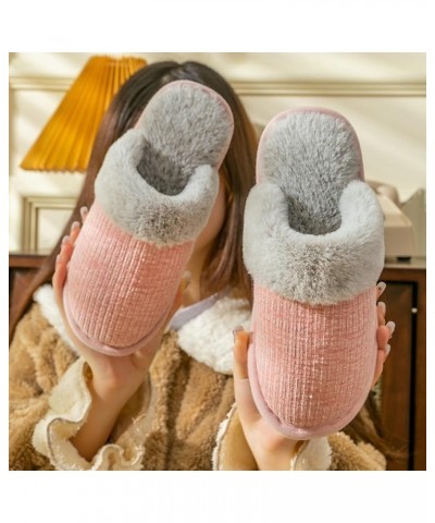 Women's Fuzzy House Slippers Memory Foam Slip On Winter Slipper Plush Fleece Lining Indoor Outdoor Cozy Men's knitted Non-Sli...