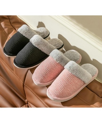 Women's Fuzzy House Slippers Memory Foam Slip On Winter Slipper Plush Fleece Lining Indoor Outdoor Cozy Men's knitted Non-Sli...