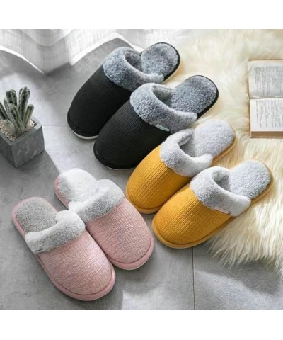 Women's Fuzzy House Slippers Memory Foam Slip On Winter Slipper Plush Fleece Lining Indoor Outdoor Cozy Men's knitted Non-Sli...