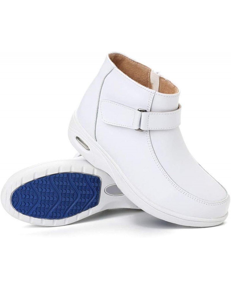 Women Casual Ankle Snow Boot Slip On Round Toe Hook Loop Warm Zip Comfort Winter Wedge Nurse Shoes White $34.31 Outdoor Shoes