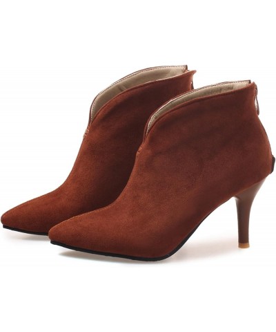 Women Casual Stiletto Ankle Boots Pointed Toe Zip Chocolate $22.13 Boots