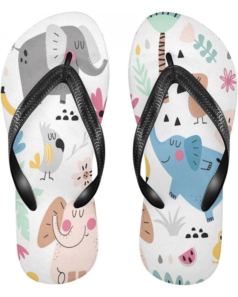 Elephants Animals Palm Trees Womens Flip Flops Summer Beach Sandals Casual Thong Slippers Comfortable Shower Slippers Non Sli...