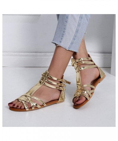 sandals for women casual summer, Women's National Wind Sandals Bohemian Style Sandals Contrast Sandals A01 Gold $10.75 Sandals