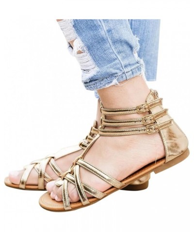 sandals for women casual summer, Women's National Wind Sandals Bohemian Style Sandals Contrast Sandals A01 Gold $10.75 Sandals