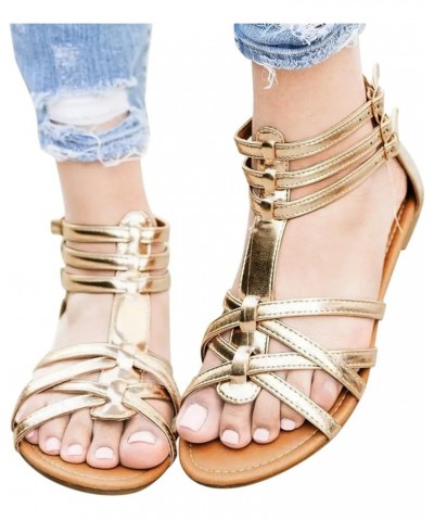 sandals for women casual summer, Women's National Wind Sandals Bohemian Style Sandals Contrast Sandals A01 Gold $10.75 Sandals