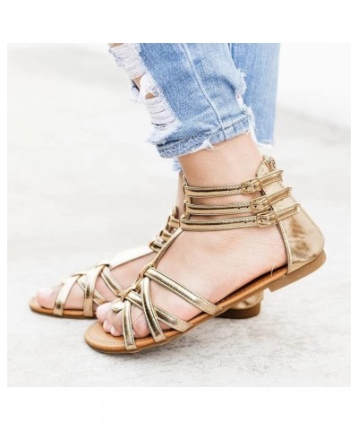 sandals for women casual summer, Women's National Wind Sandals Bohemian Style Sandals Contrast Sandals A01 Gold $10.75 Sandals