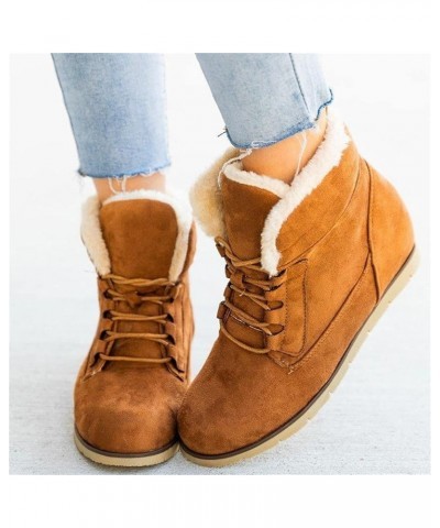 Winter Boots For Women Fashion High-top Snow Boots Slip on Warm Comfortable Outdoor Fur Lined Ankle Booties Zn-brown $15.12 B...