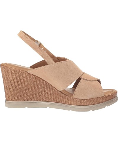 Women's Wedge Sandal Beige Suede Leather $51.45 Sandals