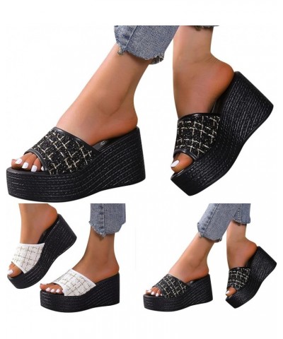 Fashion Spring Summer Women Sandals Wedge Heel High Heel Solid Color Slip On Fish Mouth Wedges Sandals for Women Black $15.77...