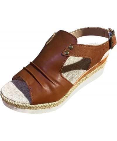 Sandals Women Comfortable Bohemian Hollow Out Dressy Summer Flat Casual Ankle Elastic Slip on Beach Sandals Z02-brown $10.50 ...