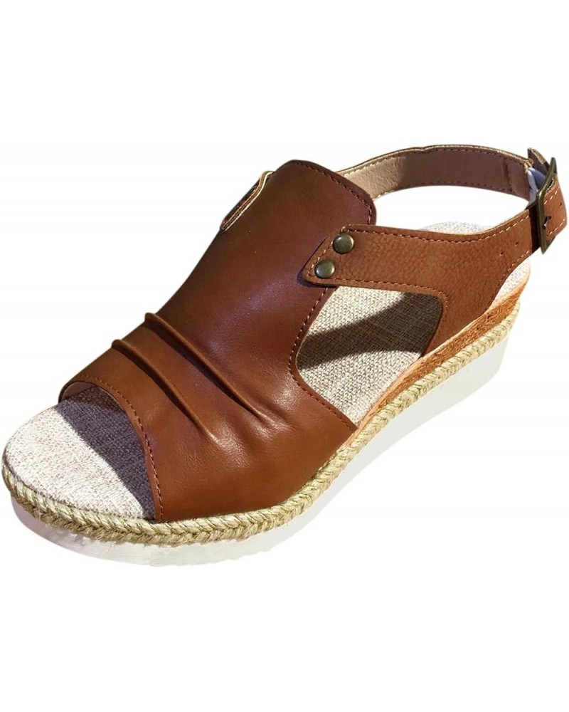 Sandals Women Comfortable Bohemian Hollow Out Dressy Summer Flat Casual Ankle Elastic Slip on Beach Sandals Z02-brown $10.50 ...