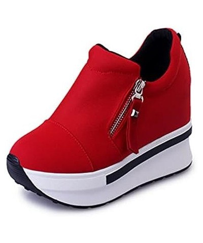 Womens Platform Hidden Wedge Loafers Sneakers Slip On High Heels Casual Shoes 7 Red $11.07 Loafers & Slip-Ons