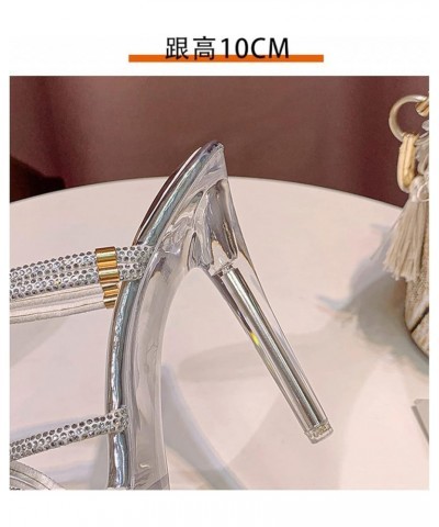 Womens Colorful rhinestones Strap Stiletto Sandals Platform crystal heel High Heels open toe slingback Heeled sandals for Wed...