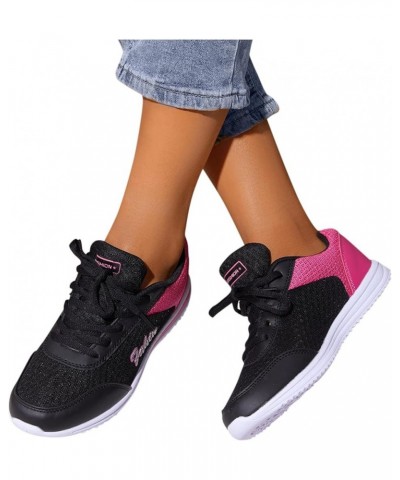 High Heeld Wedge Sneakers for Women Ladies Hidden Sneakers Lace Up Shoes Womens Shoes Heels Black $12.03 Athletic Shoes