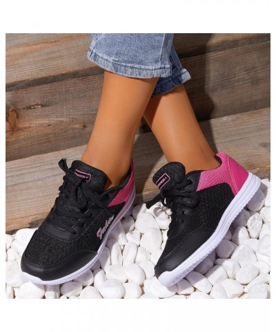 High Heeld Wedge Sneakers for Women Ladies Hidden Sneakers Lace Up Shoes Womens Shoes Heels Black $12.03 Athletic Shoes