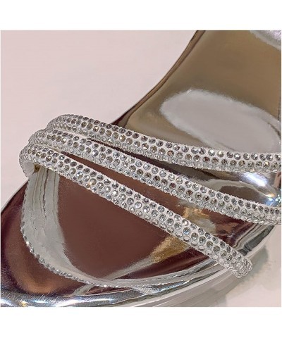 Womens Colorful rhinestones Strap Stiletto Sandals Platform crystal heel High Heels open toe slingback Heeled sandals for Wed...