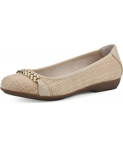 Women's Charmed Cushioned Ballet Flat Beige/Raffia $18.70 Flats