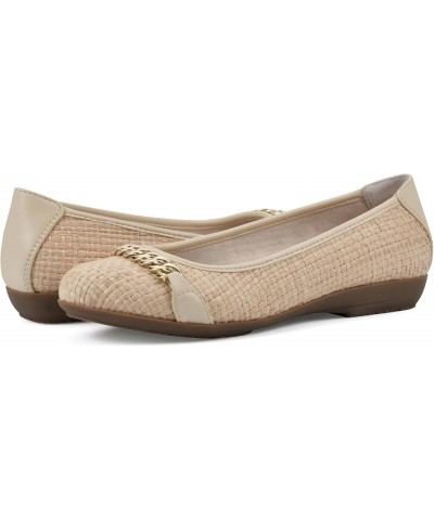 Women's Charmed Cushioned Ballet Flat Beige/Raffia $18.70 Flats