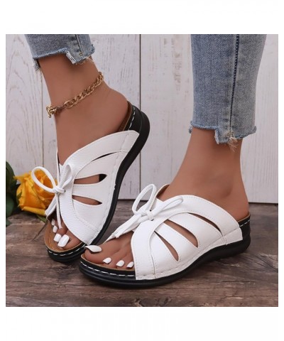 Women's Flat Sandals Party Evening with Arch Support Women's Platform Wedge Sandals Wide Heel Arch White $15.38 Athletic Shoes