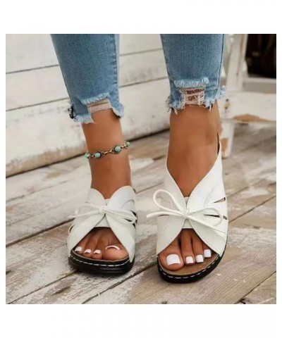 Women's Flat Sandals Party Evening with Arch Support Women's Platform Wedge Sandals Wide Heel Arch White $15.38 Athletic Shoes