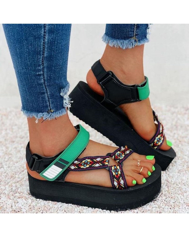 Thick-Soled Comfortable Sandals Women 2021 Summer Fashion All-Match Beach Sandals Women Simple Casual Women's Sandals Green 8...