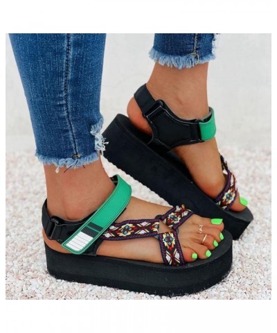 Thick-Soled Comfortable Sandals Women 2021 Summer Fashion All-Match Beach Sandals Women Simple Casual Women's Sandals Green 8...