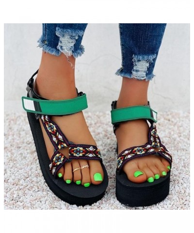 Thick-Soled Comfortable Sandals Women 2021 Summer Fashion All-Match Beach Sandals Women Simple Casual Women's Sandals Green 8...